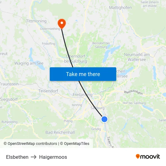 Elsbethen to Haigermoos map
