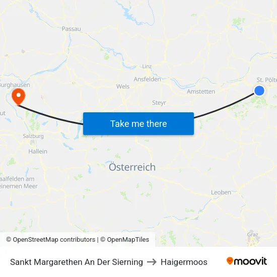 Sankt Margarethen An Der Sierning to Haigermoos map