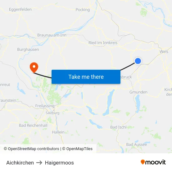 Aichkirchen to Haigermoos map