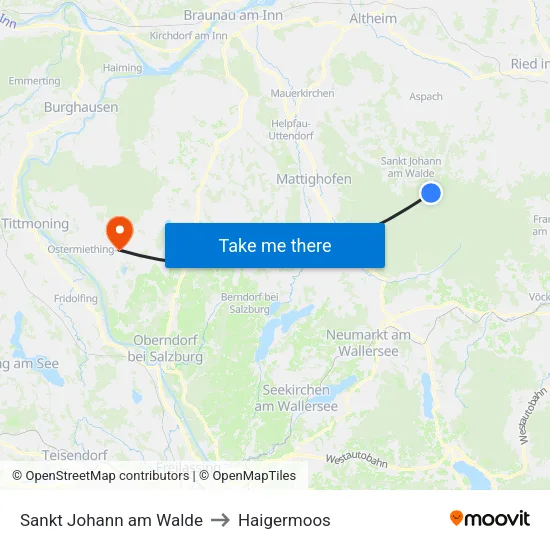 Sankt Johann am Walde to Haigermoos map