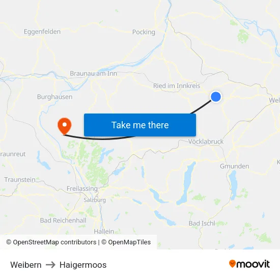 Weibern to Haigermoos map