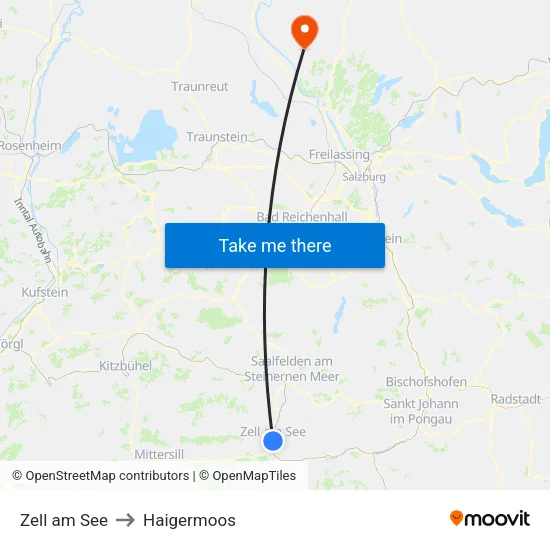 Zell am See to Haigermoos map