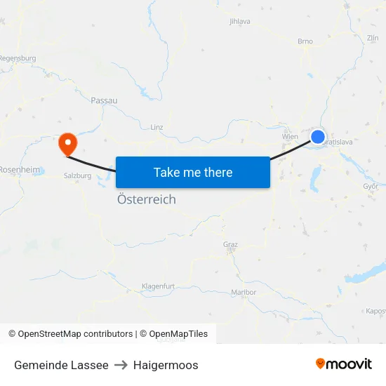 Gemeinde Lassee to Haigermoos map