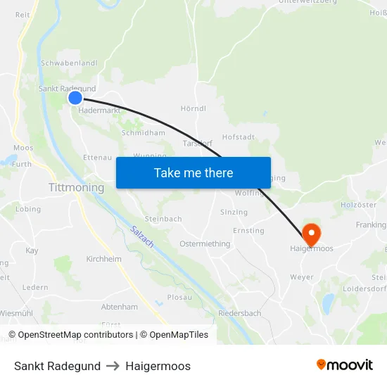 Sankt Radegund to Haigermoos map