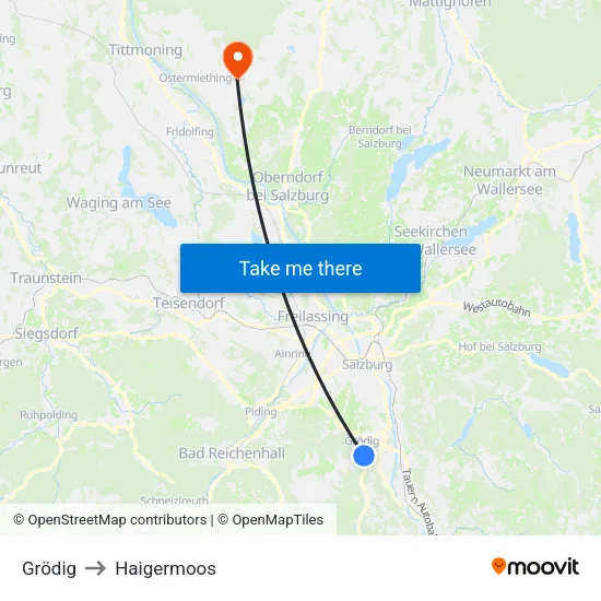Grödig to Haigermoos map