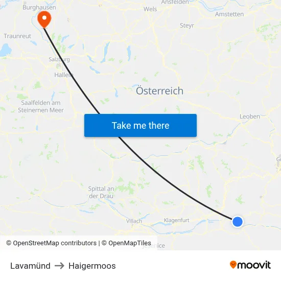 Lavamünd to Haigermoos map