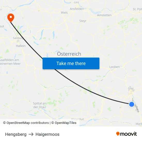 Hengsberg to Haigermoos map