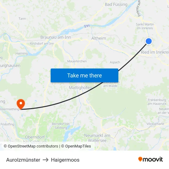 Aurolzmünster to Haigermoos map