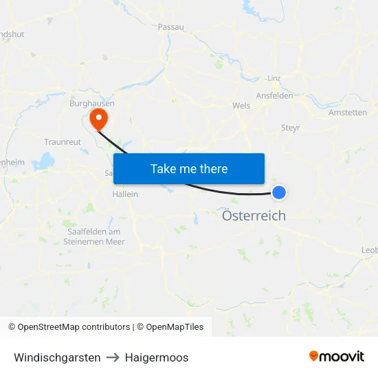 Windischgarsten to Haigermoos map
