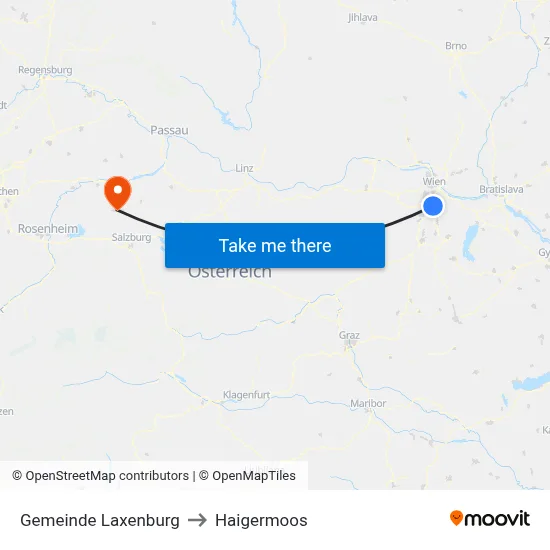 Gemeinde Laxenburg to Haigermoos map