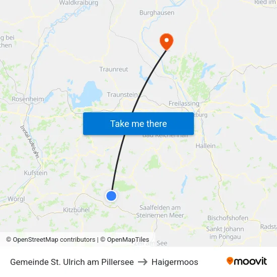 Gemeinde St. Ulrich am Pillersee to Haigermoos map