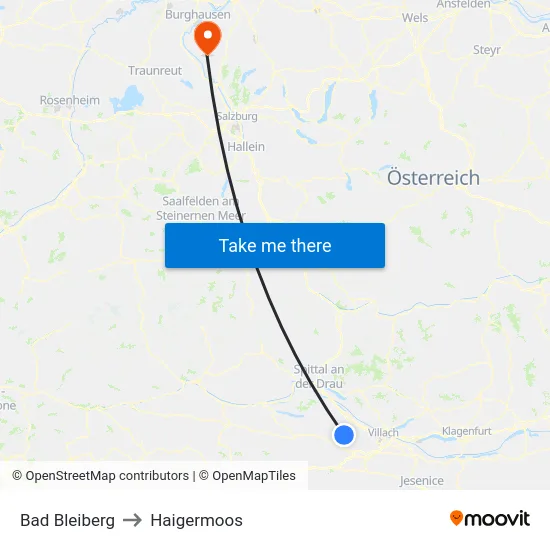Bad Bleiberg to Haigermoos map