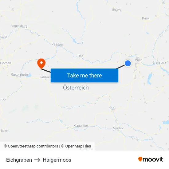 Eichgraben to Haigermoos map