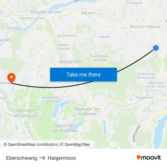 Eberschwang to Haigermoos map