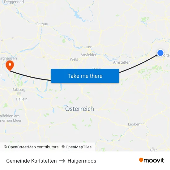 Gemeinde Karlstetten to Haigermoos map