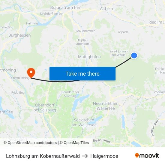 Lohnsburg am Kobernaußerwald to Haigermoos map