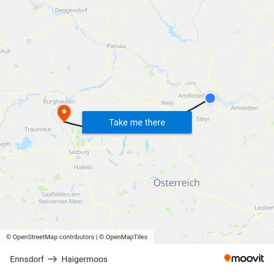 Ennsdorf to Haigermoos map
