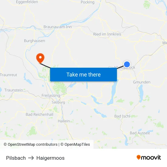 Pilsbach to Haigermoos map