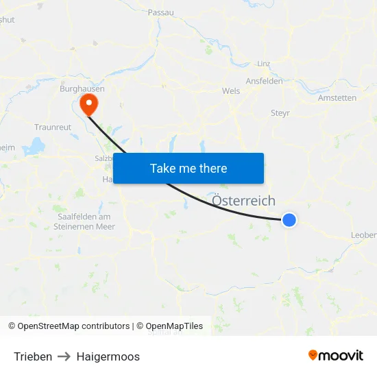 Trieben to Haigermoos map
