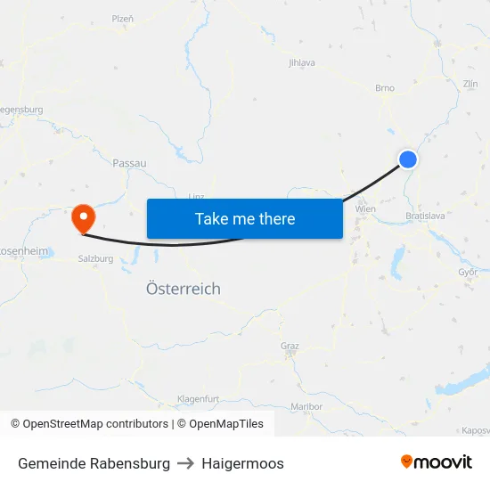 Gemeinde Rabensburg to Haigermoos map