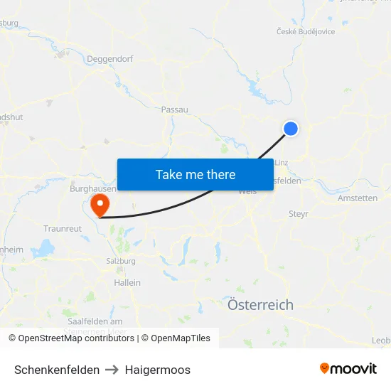 Schenkenfelden to Haigermoos map