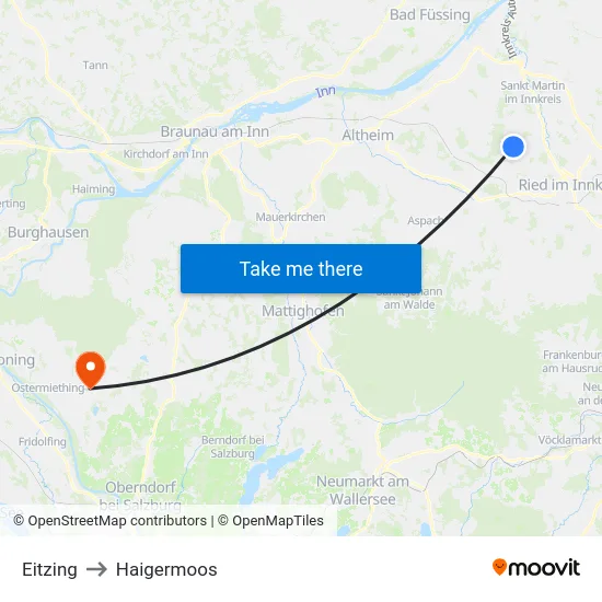 Eitzing to Haigermoos map