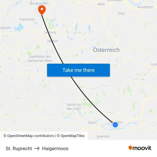 St. Ruprecht to Haigermoos map
