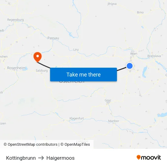 Kottingbrunn to Haigermoos map