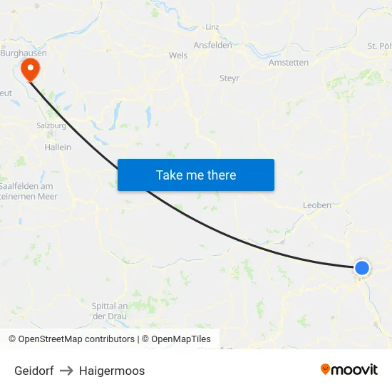 Geidorf to Haigermoos map