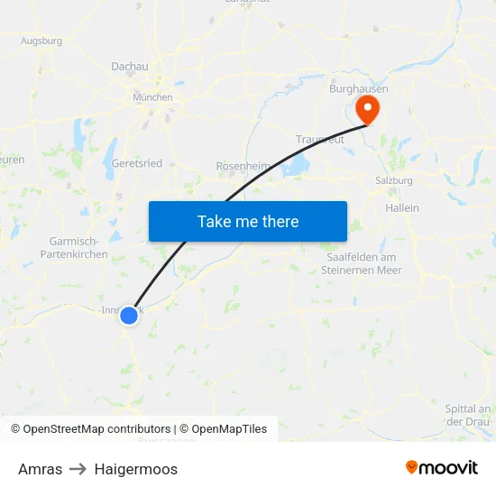 Amras to Haigermoos map