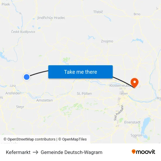 Kefermarkt to Gemeinde Deutsch-Wagram map