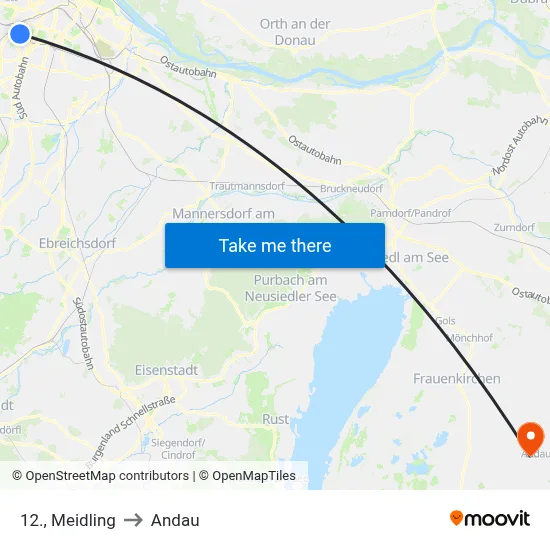 12., Meidling to Andau map