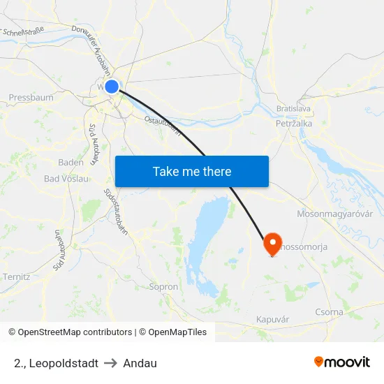 2., Leopoldstadt to Andau map