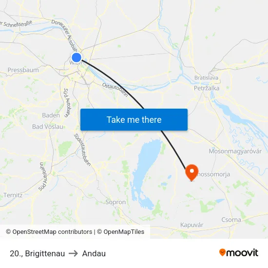 20., Brigittenau to Andau map