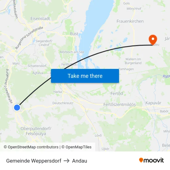 Gemeinde Weppersdorf to Andau map