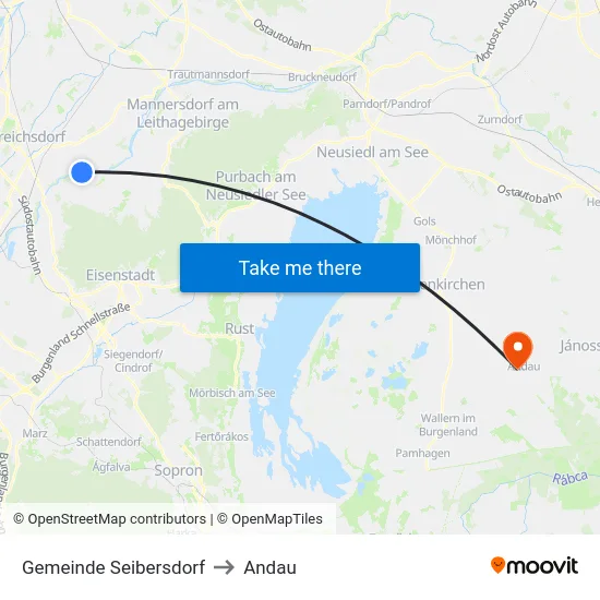 Gemeinde Seibersdorf to Andau map