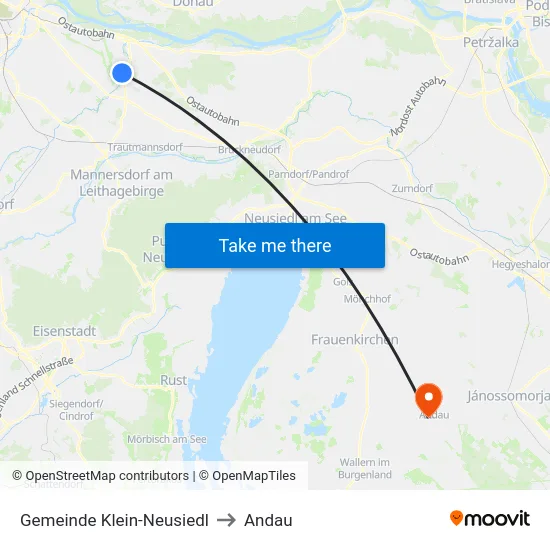 Gemeinde Klein-Neusiedl to Andau map