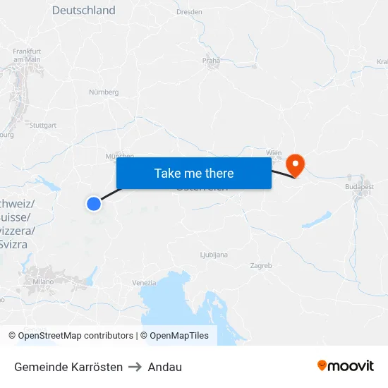 Gemeinde Karrösten to Andau map