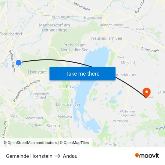 Gemeinde Hornstein to Andau map
