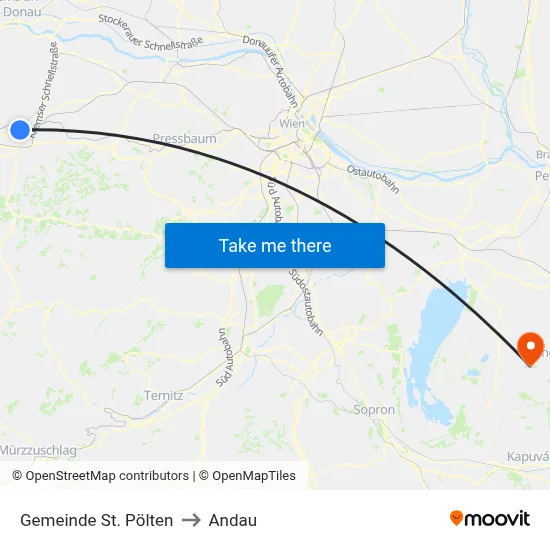 Gemeinde St. Pölten to Andau map