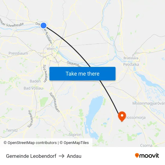 Gemeinde Leobendorf to Andau map