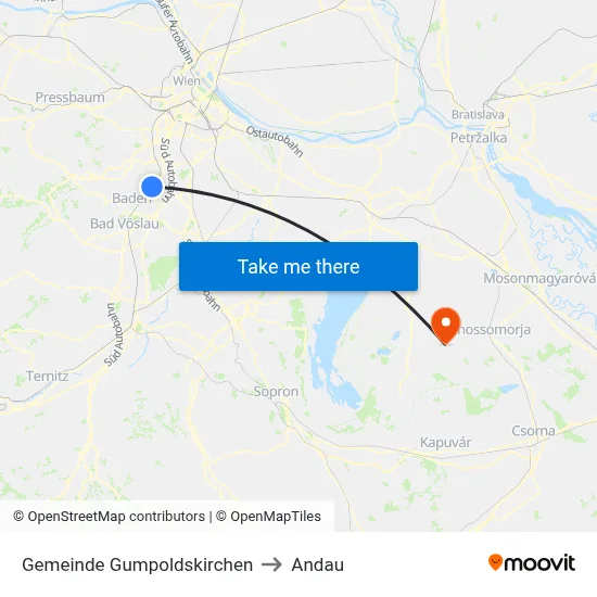 Gemeinde Gumpoldskirchen to Andau map
