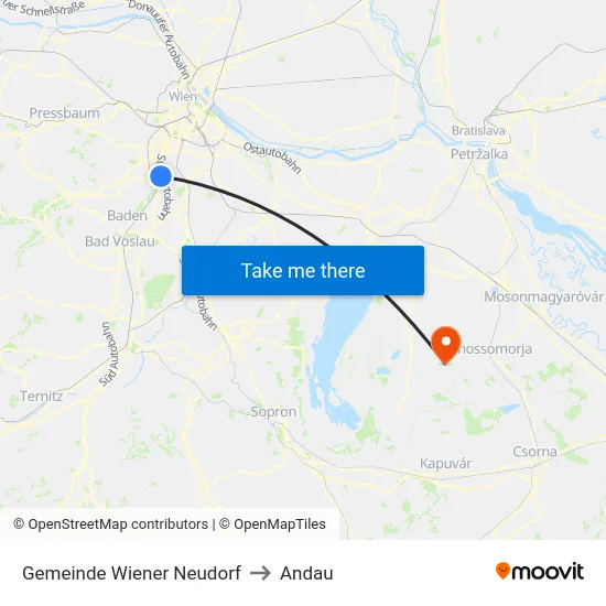 Gemeinde Wiener Neudorf to Andau map