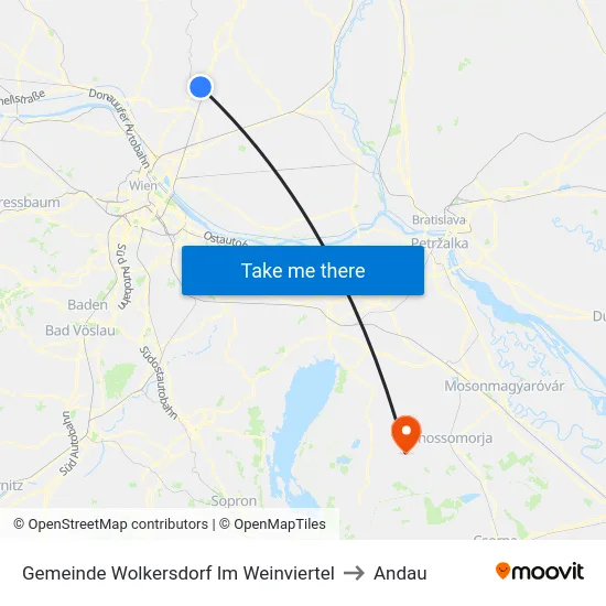 Gemeinde Wolkersdorf Im Weinviertel to Andau map