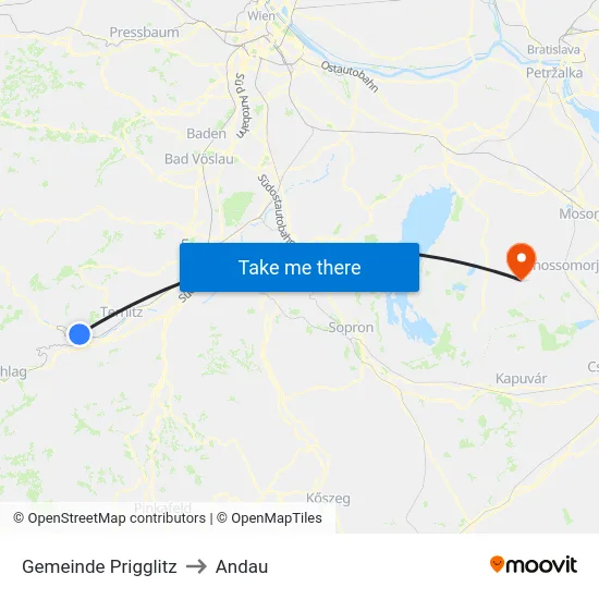 Gemeinde Prigglitz to Andau map