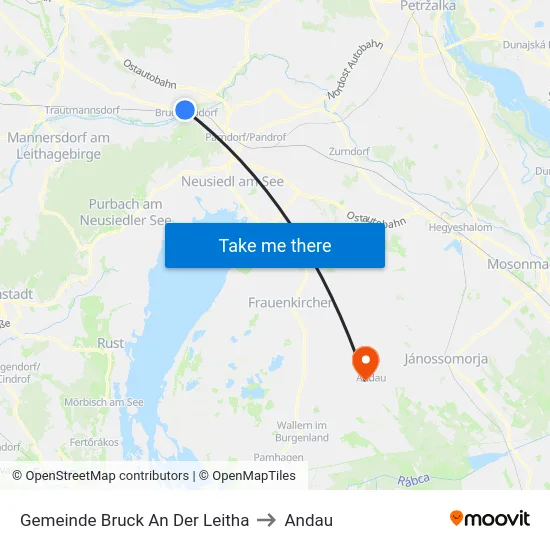 Gemeinde Bruck An Der Leitha to Andau map