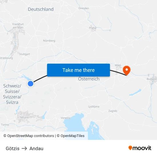 Götzis to Andau map