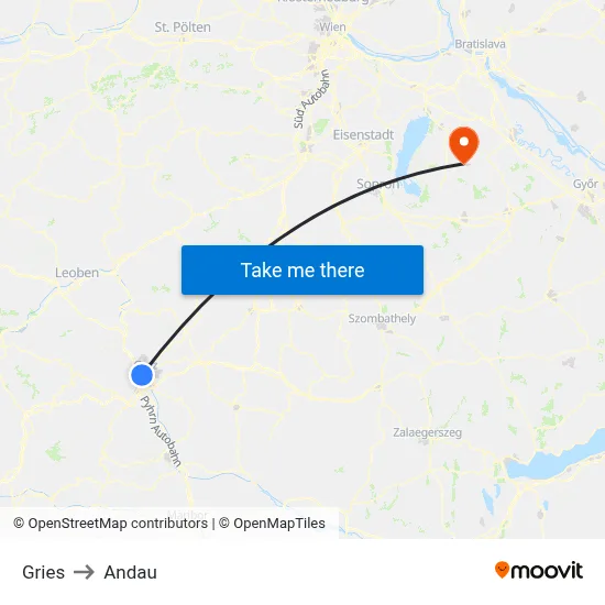Gries to Andau map