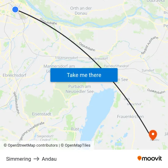 Simmering to Andau map