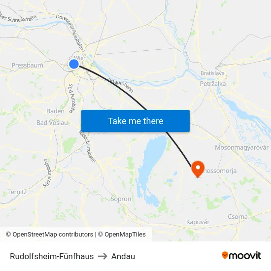 Rudolfsheim-Fünfhaus to Andau map